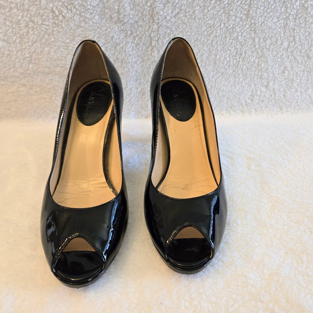 Cole Haan Air Lainey Black Patent Peep-Toe Pump